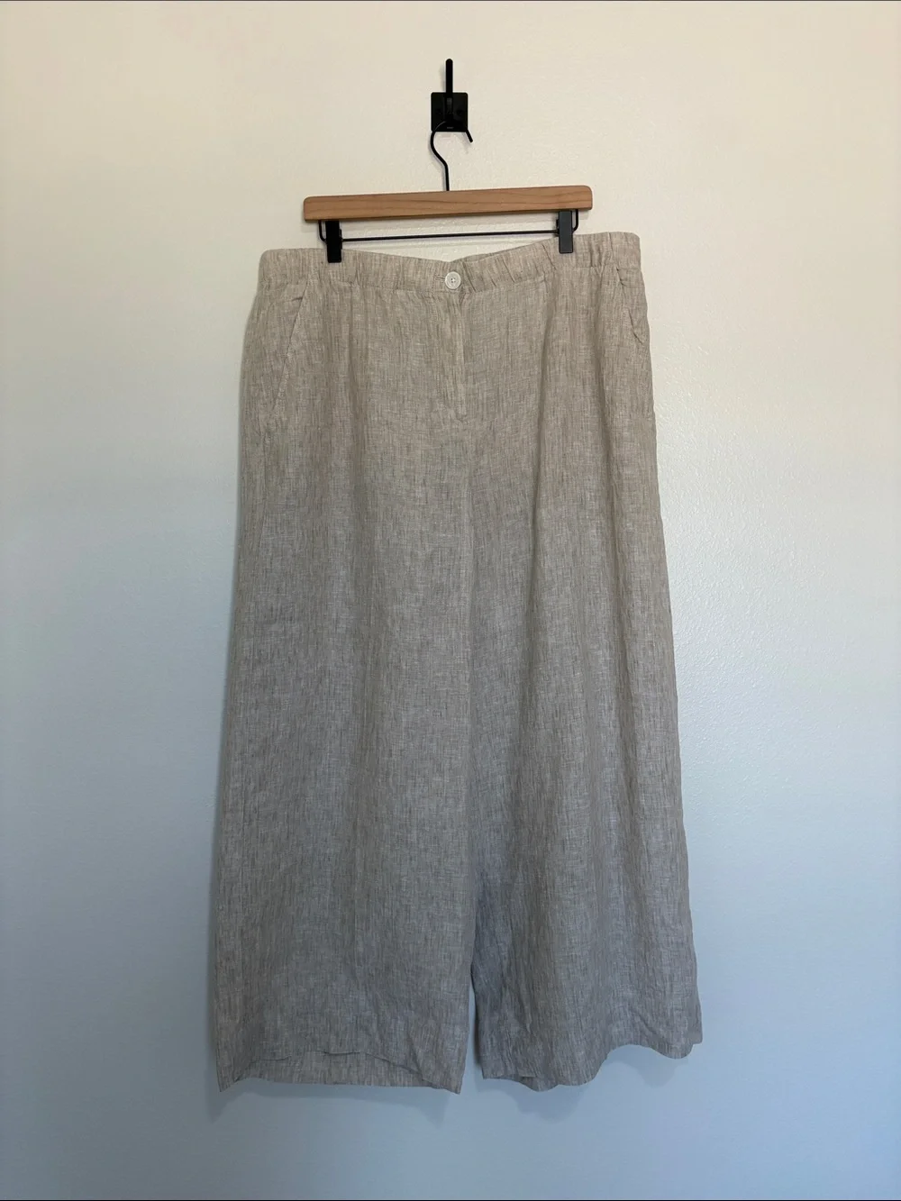 NWOT Banana Republic 100% Linen High Rise Relaxed Wide Leg Pant Boho Beige XL